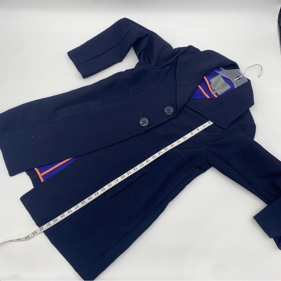 Anthropologie by Anthropologie Navy Blue Wellesley Pleated Pea Coat size S - Picture 9 of 11